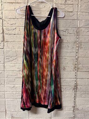 Colorful Abstract Print Tunic Tank Top | Flowy Sleeveless Boho Multicolor